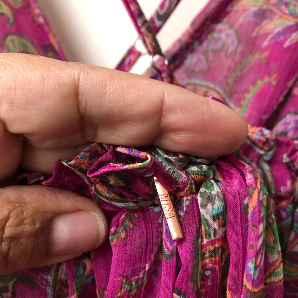 MISA Los Ángeles Lia Dress Fuchsia Paisley Chiffon NWT - Picture 7 of 10